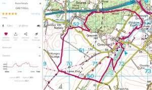 OS map showing Greywell walk