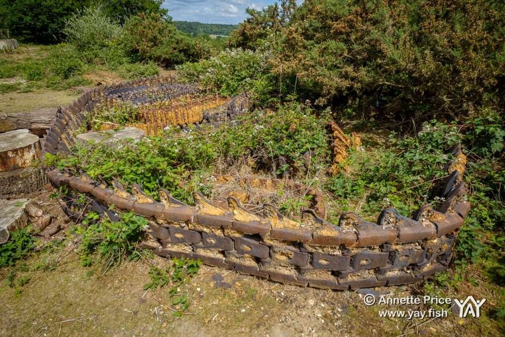 Wartime tank training remains. Disused Pit Head, Hazeley Heath, Hampshire, UK.