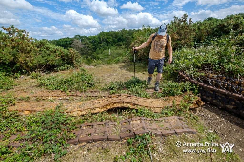 Wartime tank training remains. Disused Pit Head, Hazeley Heath, Hampshire, UK.